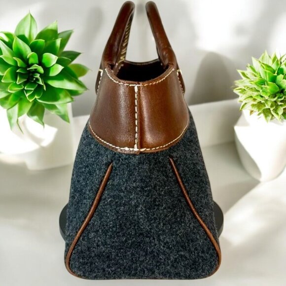 Burberry Blue Label Grey Wool and Leather Satchel Vintage with COA - Picture 6 of 17